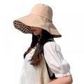 Womens Sun Hat Wide Brim UPF 50+ Summer Hat Foldable Floppy Beach Cap for Women - Khaki