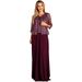 Fanny Fashion Womens Purple Mesh Bodice Cardigan Evening Gown