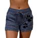 Beach Shorts for Women Casual Cat Paw Print Short Pants Elastic Drawstring Waist Short Sport Workout Active Shorts