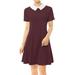 Allegra K Women's Peter Pan Collar Above Knee Fit and Flare Dress Skirt