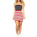 Sexy Dance Women Strapless American Flag Print Casual Mini Beach Dress Cover-ups Dress Bodycon Short Dress