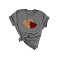 Avamo Valentine's Day Shirt for Womens Cute T-Shirt Love Heart Print Shirts Short Sleeve Funny Graphic Tees Tops Gray (2 hearts) XXL