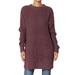 TheMogan Women's S~XL Crew Neck Long Sleeve Chunky Rib Knit Sweater with Slit Hem