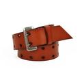 Men's Double Prong Belt, 2 Holes Leather Jeans Belt for Men for Father's Day Gift to Dad Grandpa, Red-Brown, 47.2"-49.2"