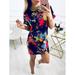 Women's Short-Sleeved Dress Multi-Color Splashed Ink Printing Casual Dress