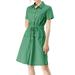 Allegra K Junior's Collar Button Up Elastic Waist Dress with Pocket