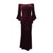 Betsy & Adams Women's Off The Shoulder Bell Sleeve Velvet Gown