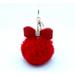 Zoo Beast Accessory - Red Fluffy Pom Pom Keychain with Bow and Center Stones