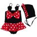 Wenchoice Red White Polkadot 1-Piece Bow Cap Swimming SuitÂ Girls S(1Y-2Y)