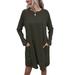 LilyLLL Women Long Sleeve Loose Solid Color Pockets Casual Mini Dress