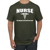 Nurse the Hardest Job You'll Ever Love Mens Pop Culture Graphic T-Shirt, Military Green, Small