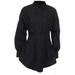 Women Pre-Autumn Shirt Mini Dress Deep V Neck Button Lantern Long Sleeve Blouse