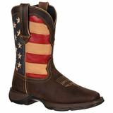 Durango Lady Patriotic Square Toe Womens Western Cowboy Boots Mid Calf Low Heel 1-2" - Brown