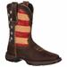 Durango Lady Patriotic Square Toe Womens Western Cowboy Boots Mid Calf Low Heel 1-2" - Brown