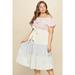 Tiered Off-shoulder Flounce Dress Featuring Stripe Details And Self Ties.