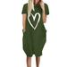 Womens Summer Love Heart Ladies T-Shirt Dress Casual Loose Mini Dresses