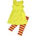 Big Girl Kids Ruffle Tunic Dress Summer Stripe Pant Legging Set Yellow 7 2XL 500681 BNY Corner