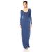 Vera Wang Women's Long Sleeve V Neck Draped Gown