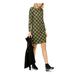 MICHAEL KORS Womens Green Plaid Long Sleeve Crew Neck Knee Length Shift Dress Size M