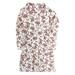 Womens White & Red Floral Button Front Nightgown Sleep Shirt