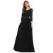 Ever-Pretty Women's Floral Lace Chiffon Patchwork Plus Size Evening Dresses for Women 07412 Black US18