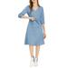 Allegra K Women's V Neck 3/4 Sleeve Shirt Dress with Belt