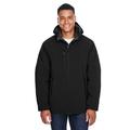 Men's Glacier Insulated Three-Layer Fleece Bonded Soft Shell Jacket with Detachable Hood - BLACK - L