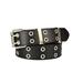 1111Fourone Women Belt Double Grommet Belt Alloy Leather Jeans Eyelet WaistBand, Black, Without Chain