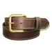 1 1/2" Handmade Solid Buffalo Leather Belts Stitched Edges - Brown / 34 / Antique Brass