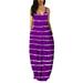 Sexy Dance S-5XL Summer Sleeveless Striped Print Maxi Dress for Women Casual Oversized Long Dress Beach Holiday Party Ladies V Neck A-Line Sundress