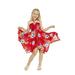Girl Gypsy Uneven Bottom Hawaiian Luau Dress in Red Hibiscus Size 8