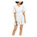 MICHAEL KORS Womens White Short Sleeve V Neck Micro Mini Empire Waist Dress Size L