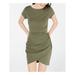PLANET GOLD Womens Green Zippered Cap Sleeve Jewel Neck Short Evening Dress Size XS