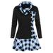 Buffalo Plaid Dress for Women Ladies Plus Size Party Prom Cocktail Ball Gown Tunic Dress Casual Oversized Autumn Winter Swing Dress