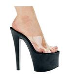 Ellie Shoes E-711-Vanity 7 Heel Mule Sandal Clear/Black / 10