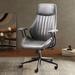 17 Stories High Back Swivel Ergonomic Executive Chair w/ Pad arms Upholstered, Leather in Gray | 48.62 H x 26.56 W x 26.48 D in | Wayfair
