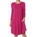 TheMogan Women's S~3XL Basic Jersey Knit Long Sleeve Pocket A-Line T-Shirt Dress