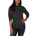 Karen Scott Women's Petite Cable-Front Mock-Neck Sweater Black Size Medium