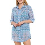 Wearabouts Womens Kaleidoscope Solid Button Down Cover-Up