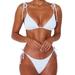 TureClos Women Sexy Solid Color Two Piece Padded Strapped Bikini Swimwear Bathing Suit