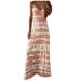 ANNA Women's Summer Spaghetti Straps Striped Printed Sexy Casual Long Maxi Dress