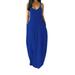 Xingqing Women Summer Female Maxi Dress Casual Plus Size V-Neck Sleeveless Printed Long Dresses