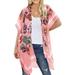 Sexy Dance Womenâ€˜s Chiffon Cardigan Beach Bikini Cover Ups Open Front T-Shirt Summer Puff Sleeve Floral Print Kimono Mid-Length Blouse Women T-Shirts Tops