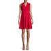 CALVIN KLEIN Womens Red Sleeveless Mandarin Collar Above The Knee Fit + Flare Cocktail Dress Size 10P