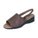 24 HOUR COMFORT Sally Women Extra Wide Width Open-Toe Slingback Buckle Open Back BROWN 8.5