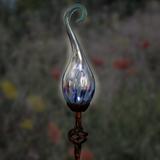 Exhart Solar Hand Blown Pearlized Glass Spiral Flame Garden Stake w/ Metal Finial Detail, 36 Inch Glass/Metal | 36 H x 2.88 W x 2.88 D in | Wayfair