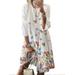 Women Long Sleeve Cotton Linen Dress Casual Loose O-neck T Shirts Dress Boho Floral Printed Swing Dress Ladies Autumn Plus Size Long Tops Dress