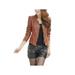 Ropalia Vintage Women Slim PU Leather Biker Jacket Soft Zipper Casual Clothes