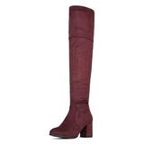 REAM PAIRS Women's Over The Knee Boots Winter Ladies High Stretch Calf Leg Boots STRETCH_HIGH BURGUNDY Size 10.5