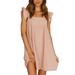 Summer Ruffle Mini Dresses for Women Casual Loose Cotton Linen Short Dress Ladies Fashion Boho Kaftan Beach Sundress